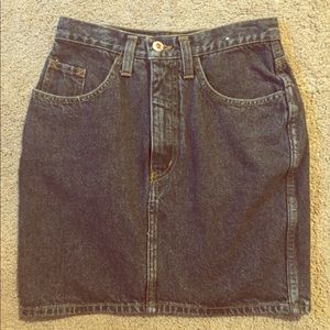 Black high waisted denim skirt